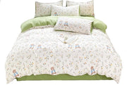Set di coperte da letto in poliestere 100% - chiusura a lampo pratica - tono verde chiaro e bianco - coperta da letto 150 x 200 cm - lenzuolo 200 x 230 cm - cuscino 48 x 74 cm - atmosfera domestica, decorazione della camera da letto