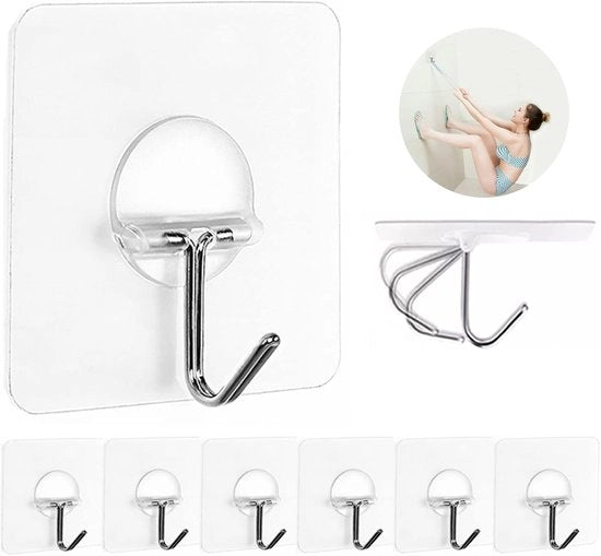 Haken per autoadesivo per appendere zavorre e grappe per asciugamani e abiti, hanger trasparente idrorepellente adatto per bagno, doccia, cucina, porta, esterno, decorazione, hanger facile da usare 8Pacco individuale