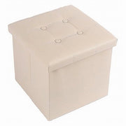 Trade Shop - Pouff Puff Pouf Contenitore Imbottito Portaoggetti Seduta Beige 38x38x35cm 79430 -