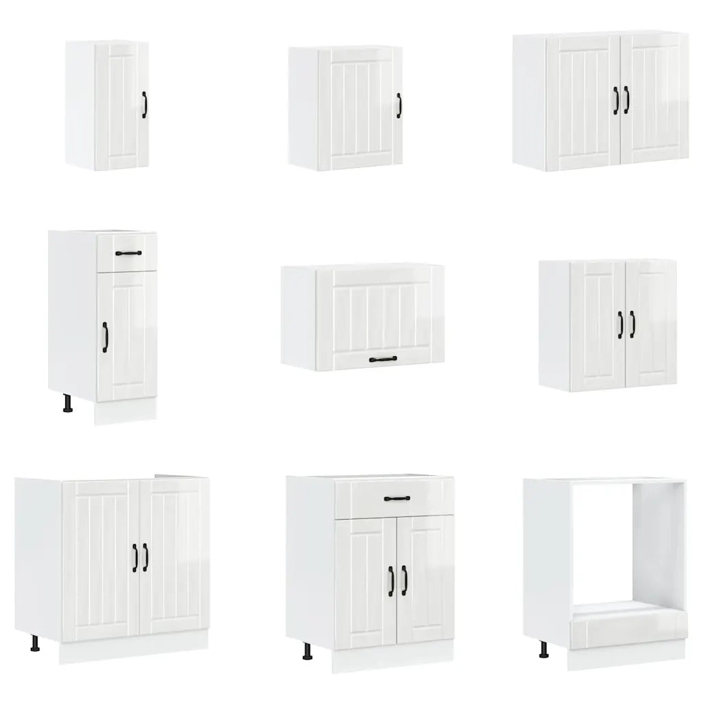 Set Mobili da Cucina 14 pz Lucca Bianchi Lucido in Truciolato