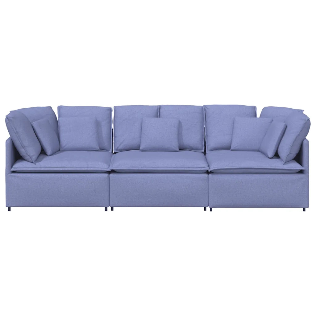 vidaXL Divano Modulare con Cuscini in Tessuto Jeans Blu