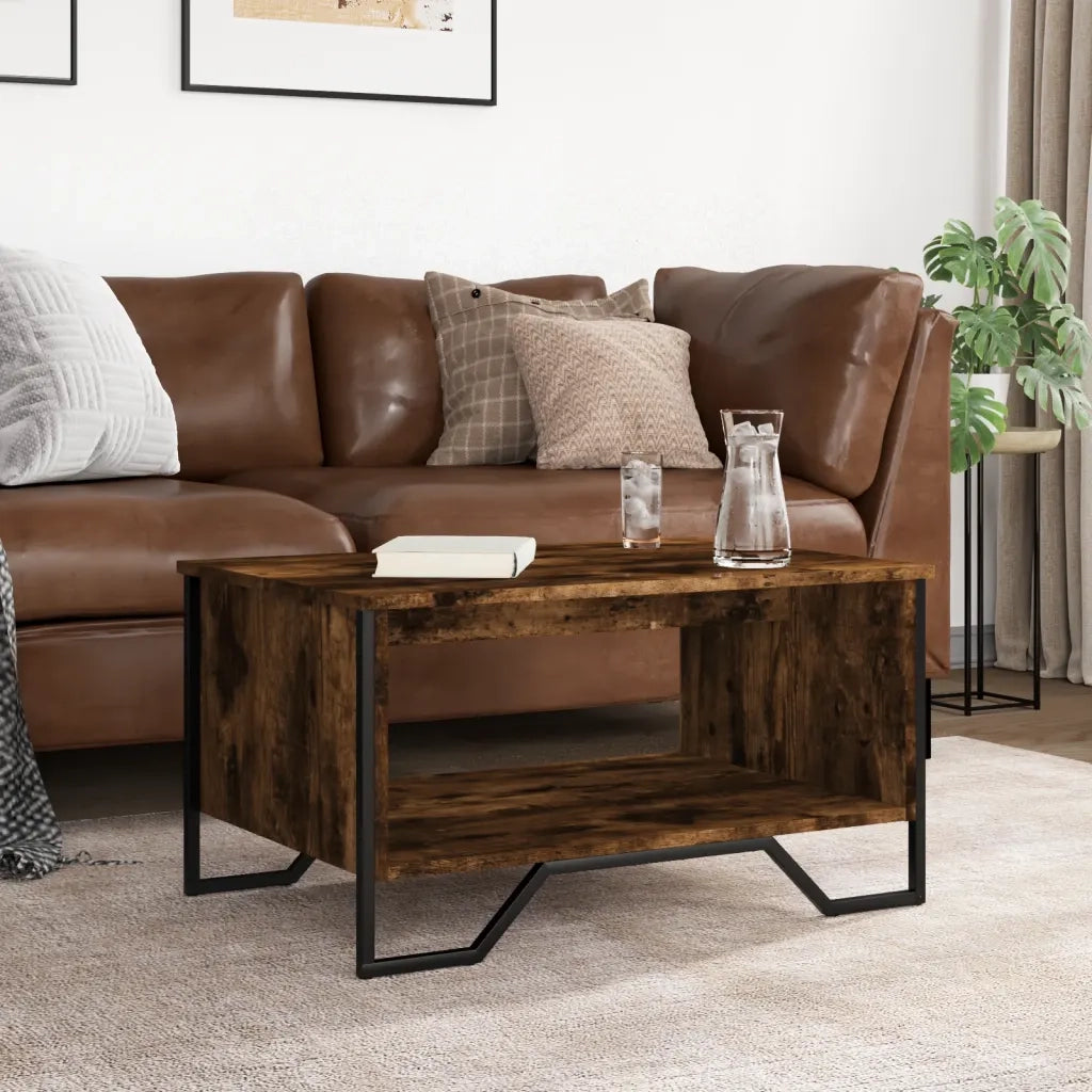 Tavolino da Salotto Rovere Fumo 75x51x40cm in Legno Multistrato 848486