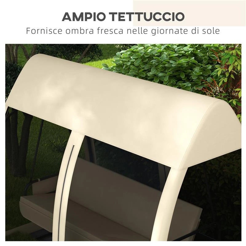 DONDOLO DA GIARDINO 2 IN 1 CONVERTIBILE IN LETTO CON CUSCINI E ZANZARIERA 240X140X197 CM CAFFÈ