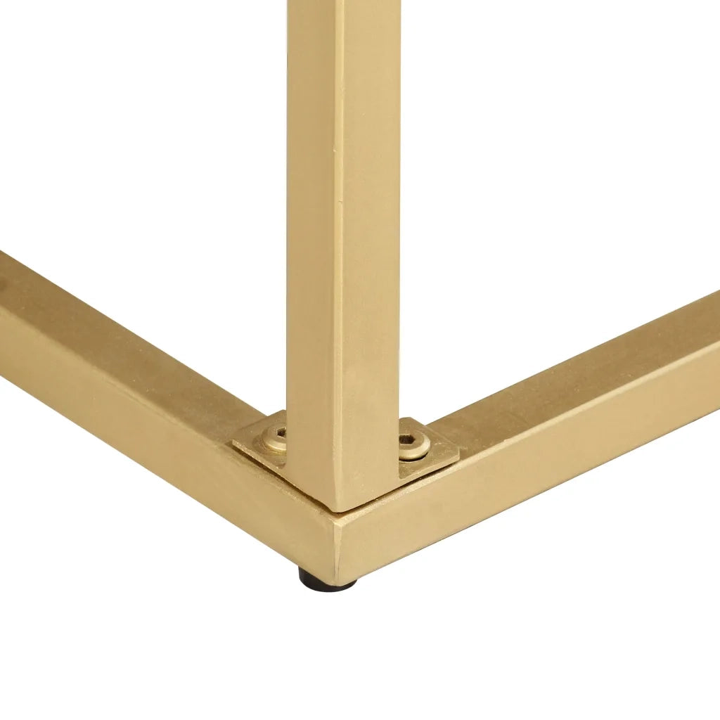 Tavolo Consolle Oro 90x30x75 cm Legno Massello di Mango 286505