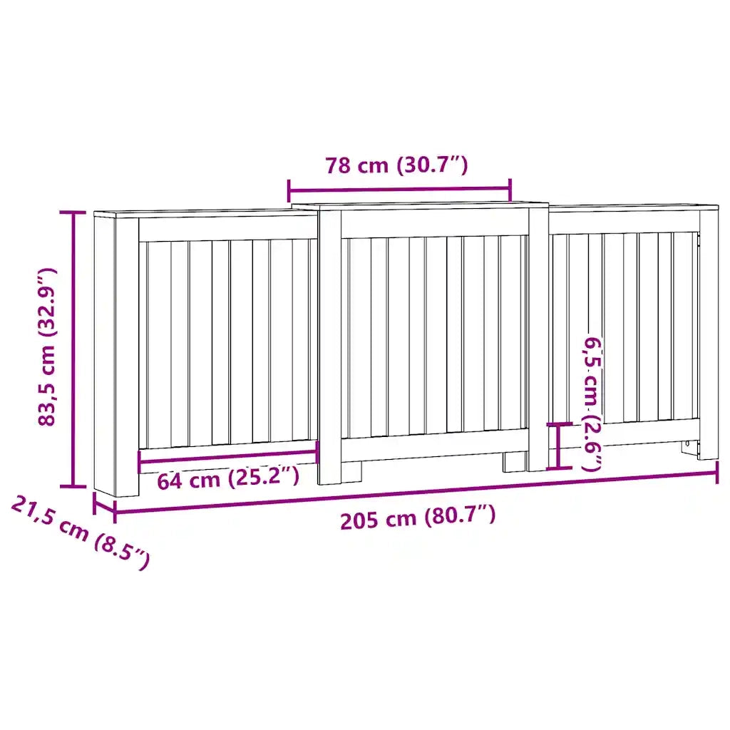Copertura Termosifone Grigio Cemento 205x21,5x83,5 Multistrato 852765