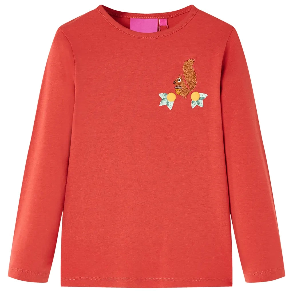 Maglietta da Bambina Maniche Lunghe Rosso Bruciato 116cod mxl 84692