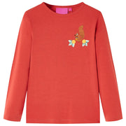 Maglietta da Bambina Maniche Lunghe Rosso Bruciato 116cod mxl 84692