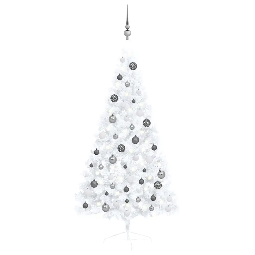 Set Albero Natale Artificiale a MetÃ  LED Palline Bianco 150cm  cod mxl 26950