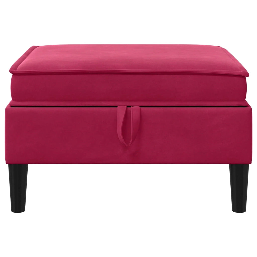Pouf con Storage Rosso Vino Velluto 42027137