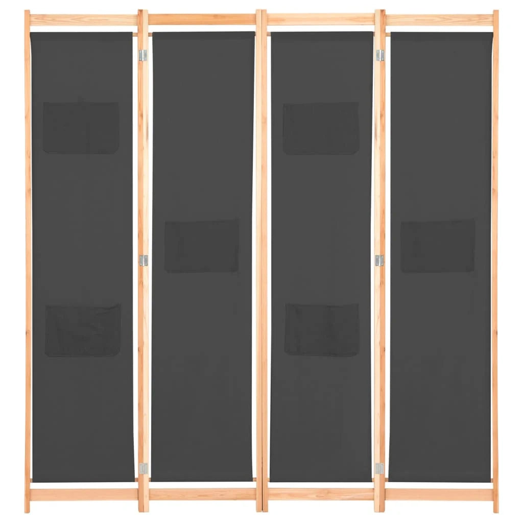 Parete divisoria divisorio mobile decorativo 4 pannelli grigio 160x4 cm tessuto 0802084