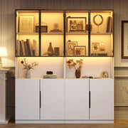 VETRINA con LED 160x30x200 cm Bianco in truciolare con ante in vetro