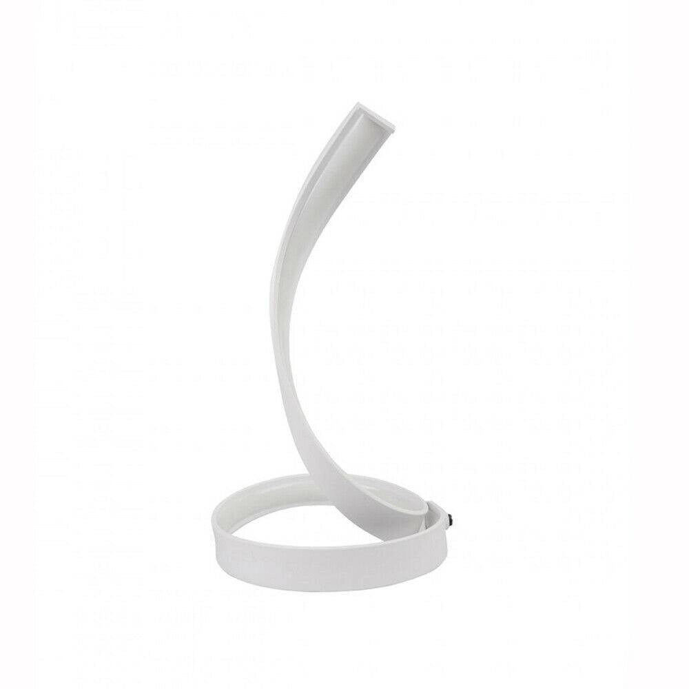 Trade Shop - Lampada Da Tavolo Led Moderna A Spirale Curva 12watt Luce Da Comodino Bianca D05 -
