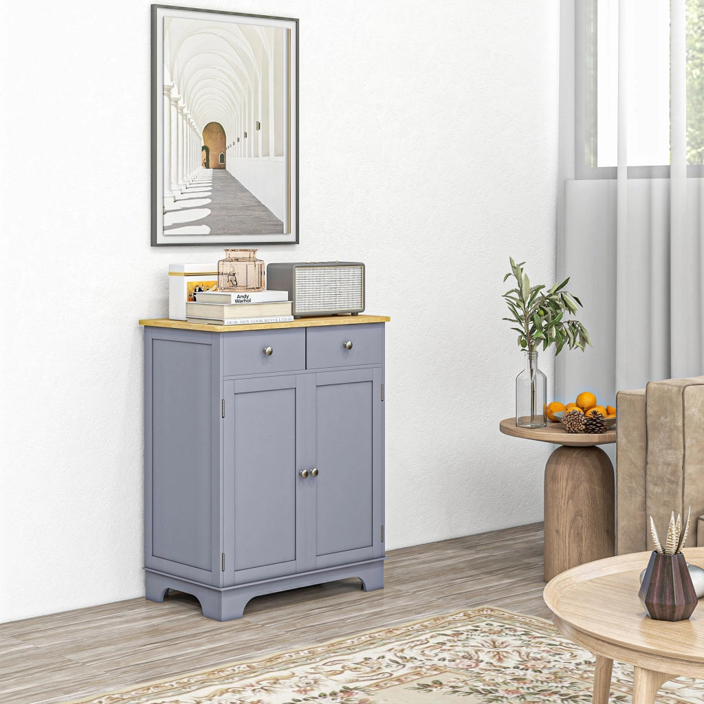 Credenza con ante, cassetti e ripiani ¨C zephmum ¨C 68x40x85 cm grigio legno naturale
