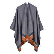 Sciarpa in cashmere spaccata, elegante scialle/poncho oversize a righe da donna, perfetto per l'aria condizionata.