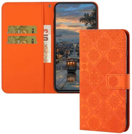 Copriphone iPhone 25 Air - Portafoglio pieghevole - Cassetta imbottita - Tasca per carte - Cinturino in pelle premium - Stile etnico - Copertura smartphone