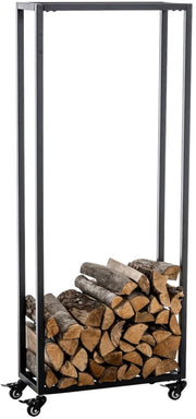 Portalegna per Camino HETTA in Acciaio Inox nero,25x40x150 cm