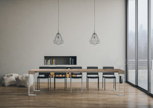 Consolle Allungabile 90-300x40x77 cm Tecno Quercia Natura telaio Bianco