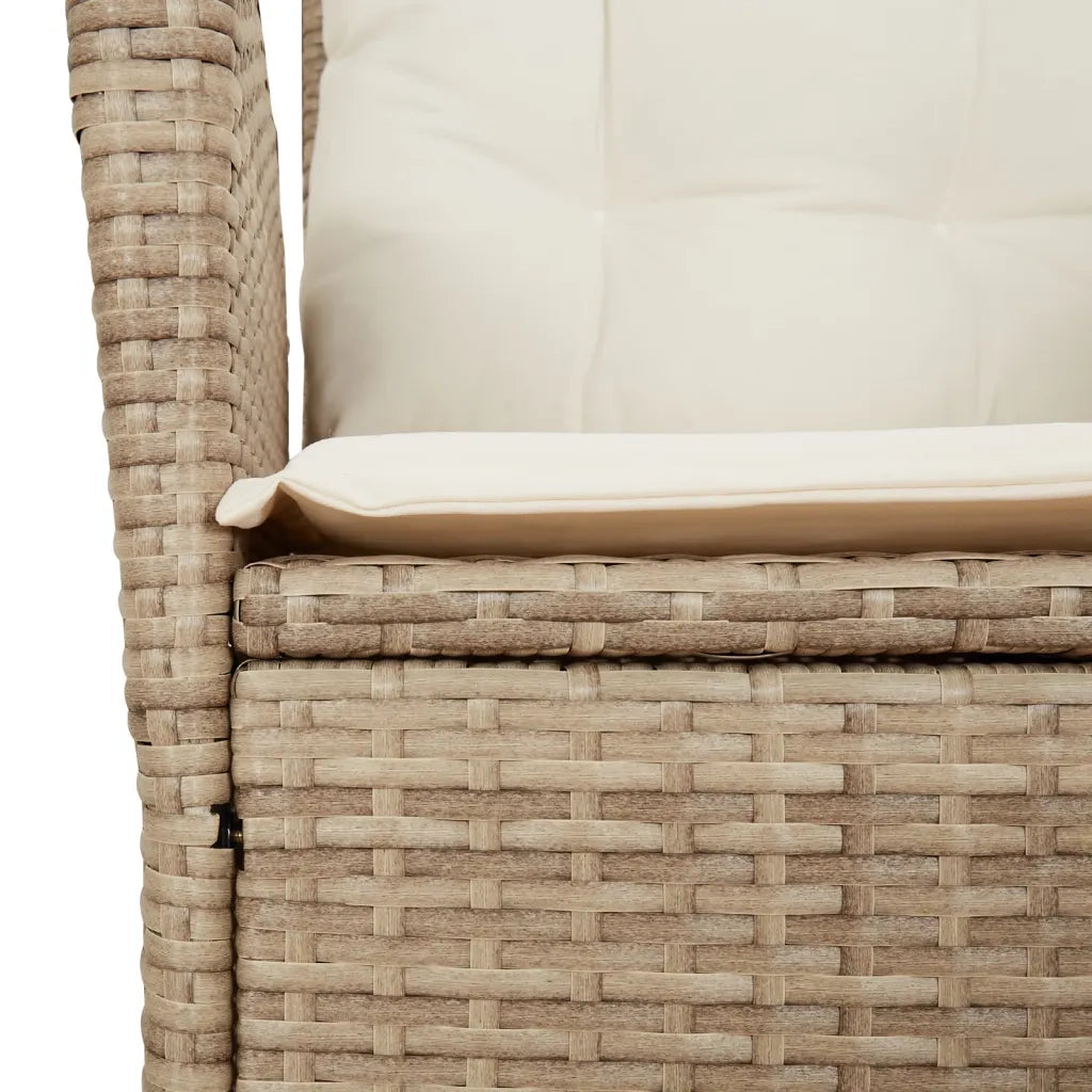 Set da Pranzo da Giardino 7 pz con Cuscini Beige in Polyrattan 3213145