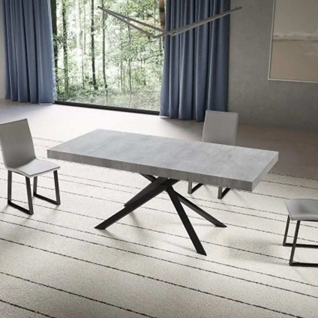 Tavolo allungabile 200/304x90 cm Niket colore cemento gambe antracite