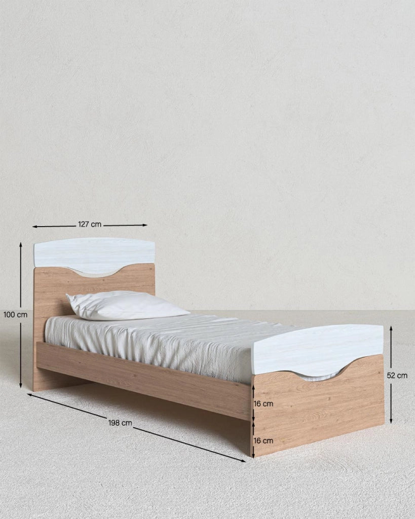 Letto Smile con fascioni e pediera - Letto singolo 127 x 197 - Struttura Virginia e bianco - Rete e materasso esclusi_
