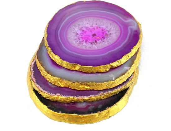 Set di 4 Sottopiani da Caffè e Bevande - Accessorio da Tavola Perfetto (Agaat Blu Scuro)