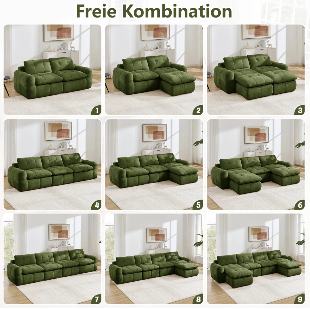 Divano modulare 2 posti 194x97 cm in ciniglia verde HOMVRA