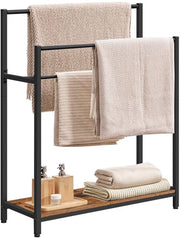 Supporto per asciugamano libero - Maniglione per asciugamano per bagno - Stile vintage marrone e nero - Pannello con asciugamano - Adatto per outdoor e interno