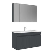 Set mobile lavabo con specchio (2 pezzi) "Tivoli 100" - 100 x 45 x 66 cm - Antracite opaco