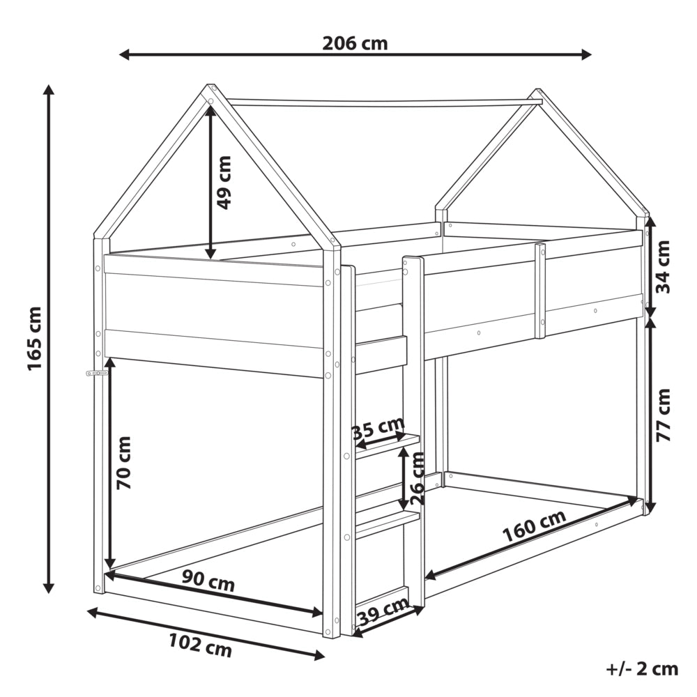 Letto a mezza altezza con rete a doghe 90 x 200 cm Struttura per bambini in legno di pino grigio