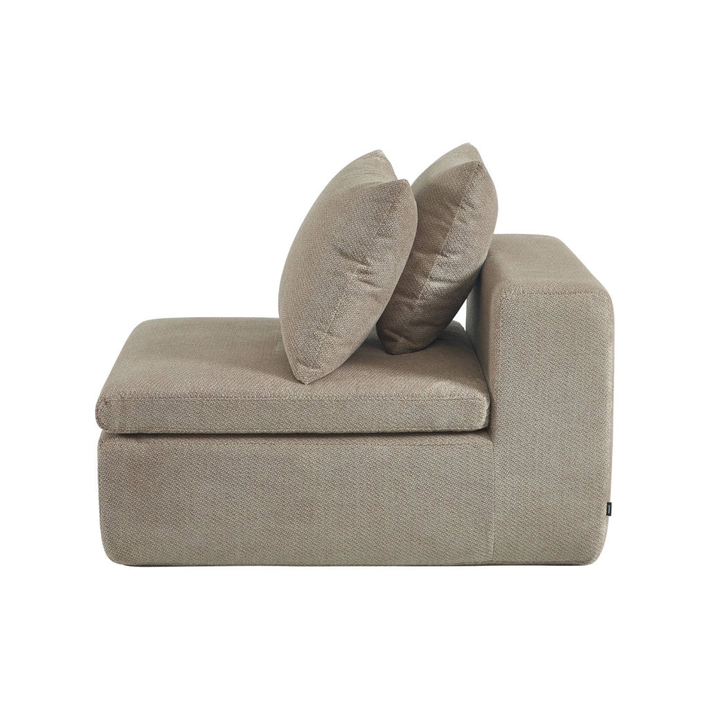 Poltrona per divano modulare in tessuto ciniglia, beige scuro