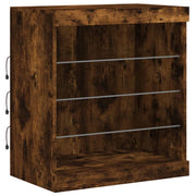 Credenza cassettiera armadio mobile contenitore organizer per cucina soggiorno salotto con luci LED 60,5 x 37 x 67 cm marrone 02_0029889
