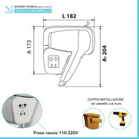 Asciugacapelli da cassetto o parete con presa universale per rasoio