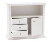Mobile porta tv 1 anta 3 cassetti arte povera in legno massello e mdf con rifinitura in bianco 84x40x80 H