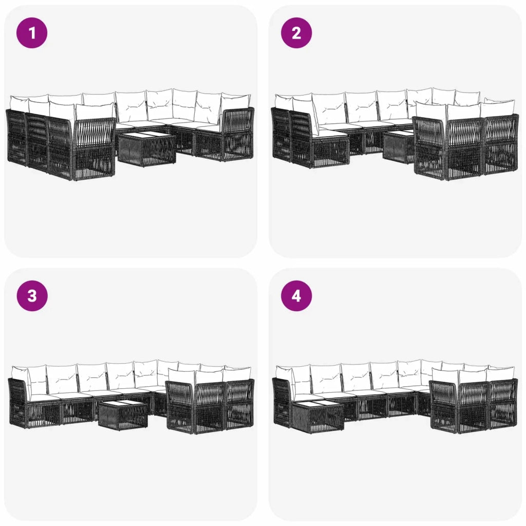 Set Divano da Giardino 10 pcs Grigio polyrattan