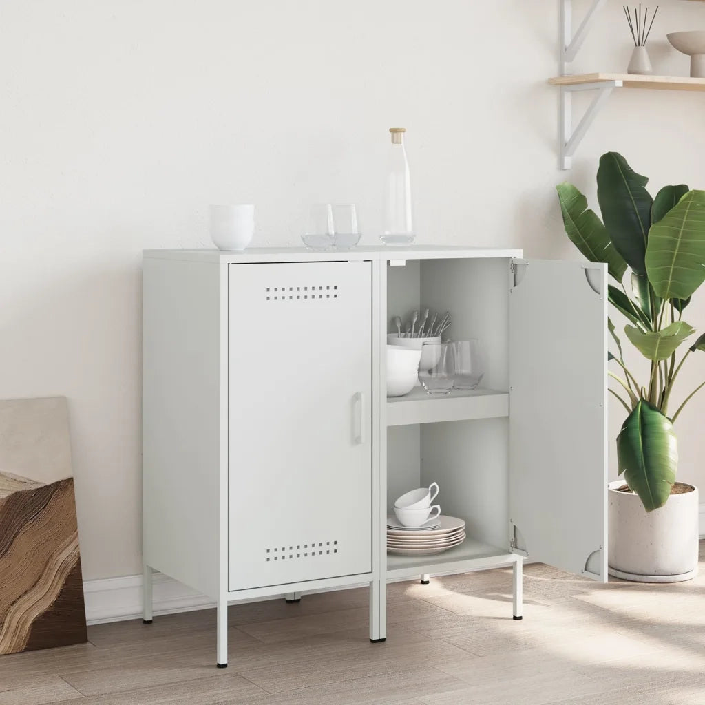 Credenze 2 pz | Madia | Buffet da pranzo | Armadio da pranzo Bianche 36x39x79 cm in Acciaio