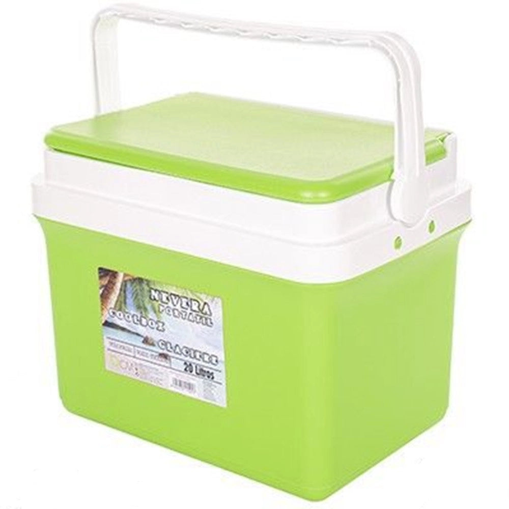 Trade Shop - Frigo Borsa Termica Verde Portatile Con Coperchio Piatto Da 20 Lt Con Maniglia 017089 -