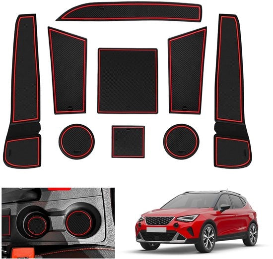 Antislipmatte per Seat Arona/Seat Ibiza 6F KJ1 Facelift 2017-2024 2025, antislipmatte in gomma per Seat Ibiza 6F, mattoncini antislip per middenconsole, accessori per Seat Arona (rosso)