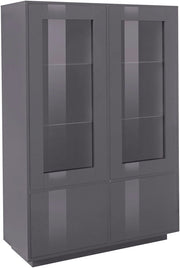 Mobile Vetrina 4 Ante 100,1x41,4x146 cm Bloom Grigio Antracite Laccato Lucido