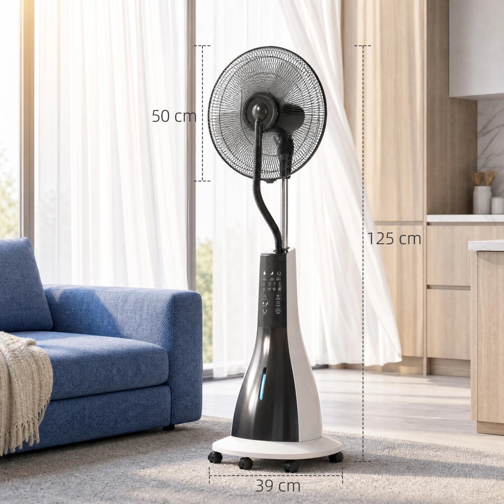 Ventilatore con nebulizzatore a ruote ¨C zephmum ¨C 90W 125cm nero con telecomando