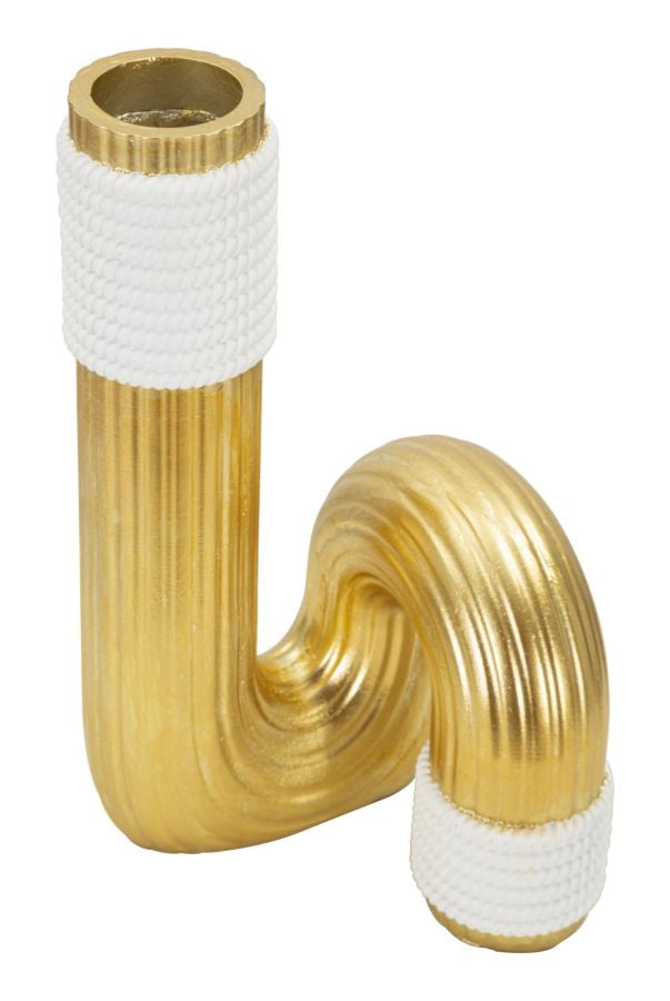 Vaso Bann Big 14,5x13x25 cm in Resina Oro e Bianco