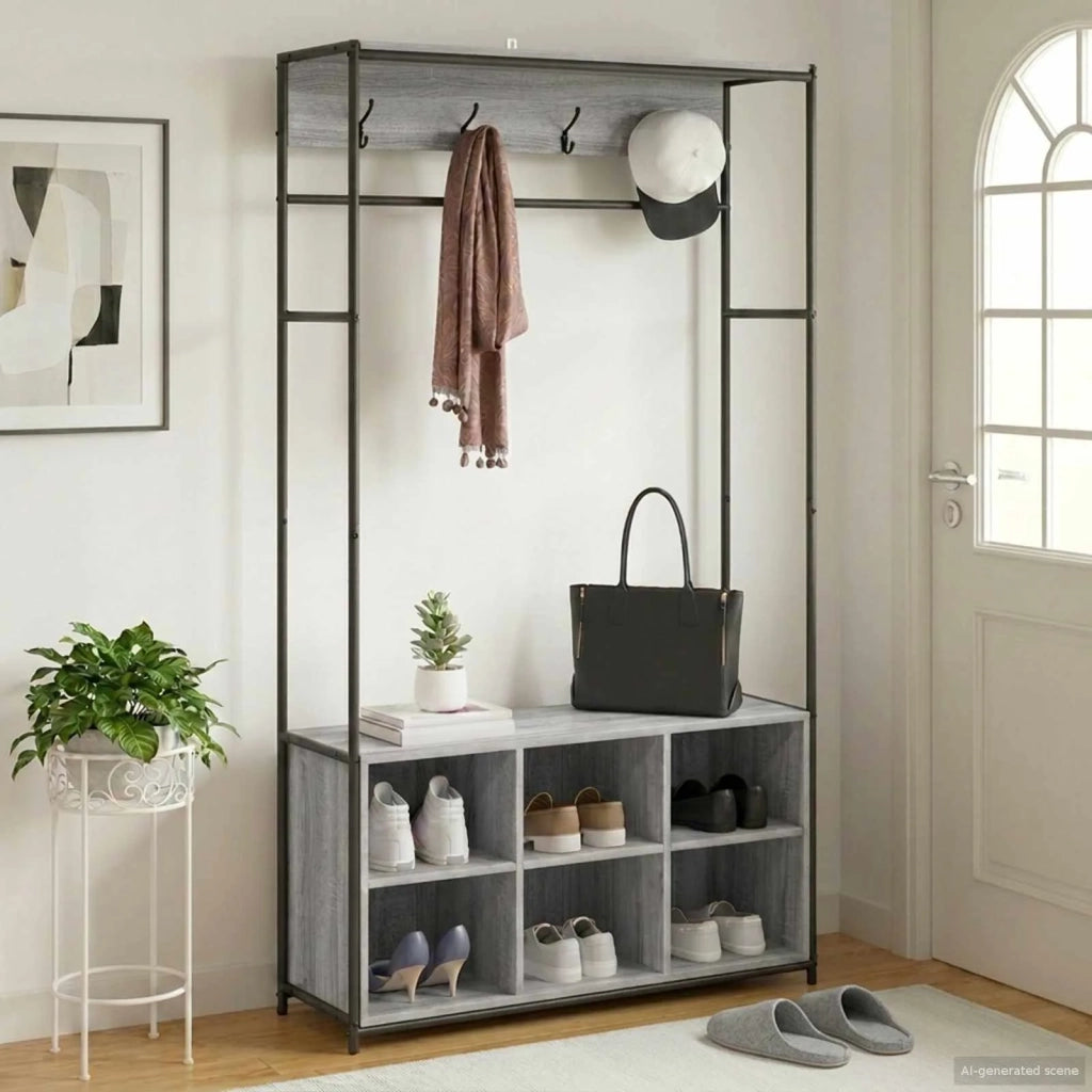 Appendiabiti con panca per scarpe Sonoma grigio 8012035