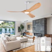 Ventilatore da soffitto 52 pollici con illuminazione e telecomando, 3 pale legno massello, 3CCT dimmerabile, 6 velocit¨¤ silenzioso