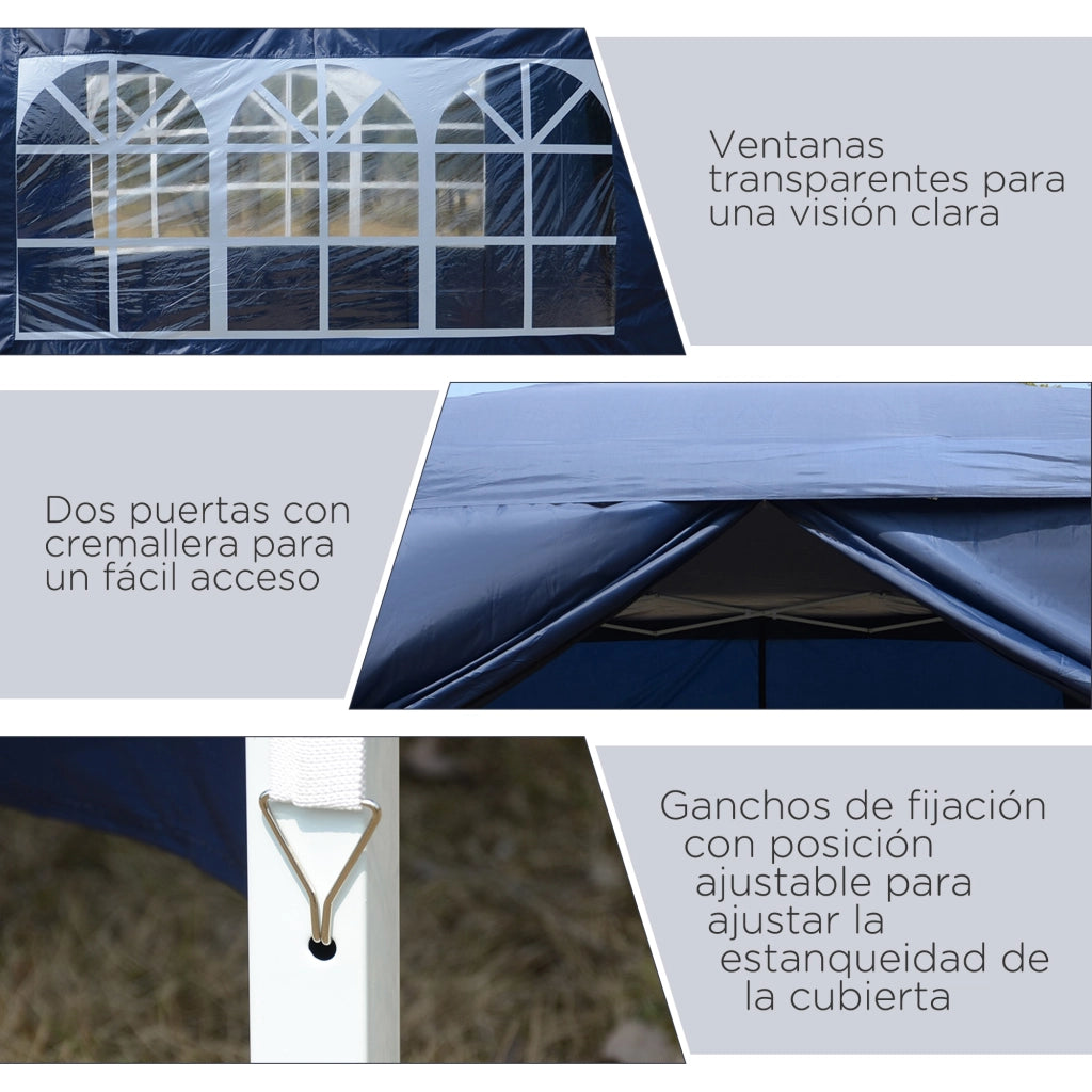 Gazebo da Giardino Pieghevole 3x3 m ¨C Minimal ¨C Blu Anti-UV con Borsa Trasporto
