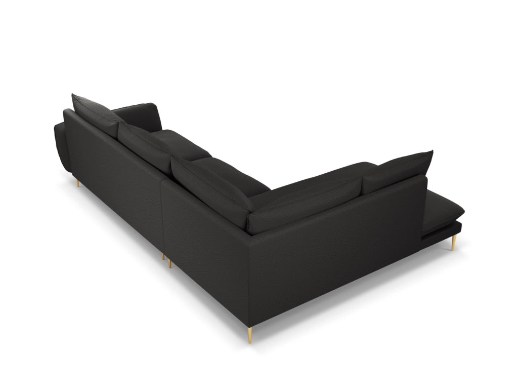Cosmopolitan Design - Divano angolare sinistro "Vienna" 6 posti in bouclé nero 