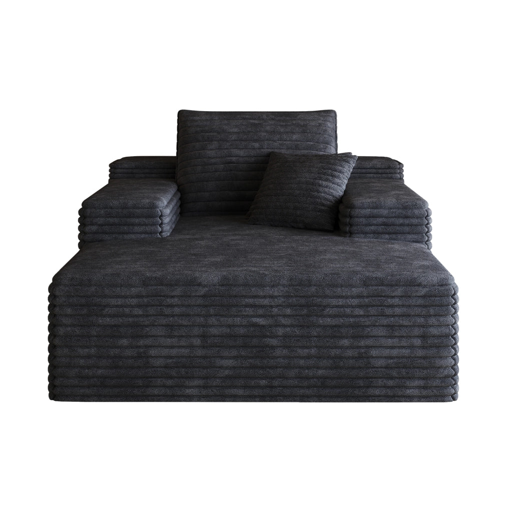 Divano chaise longue in velluto a coste nero