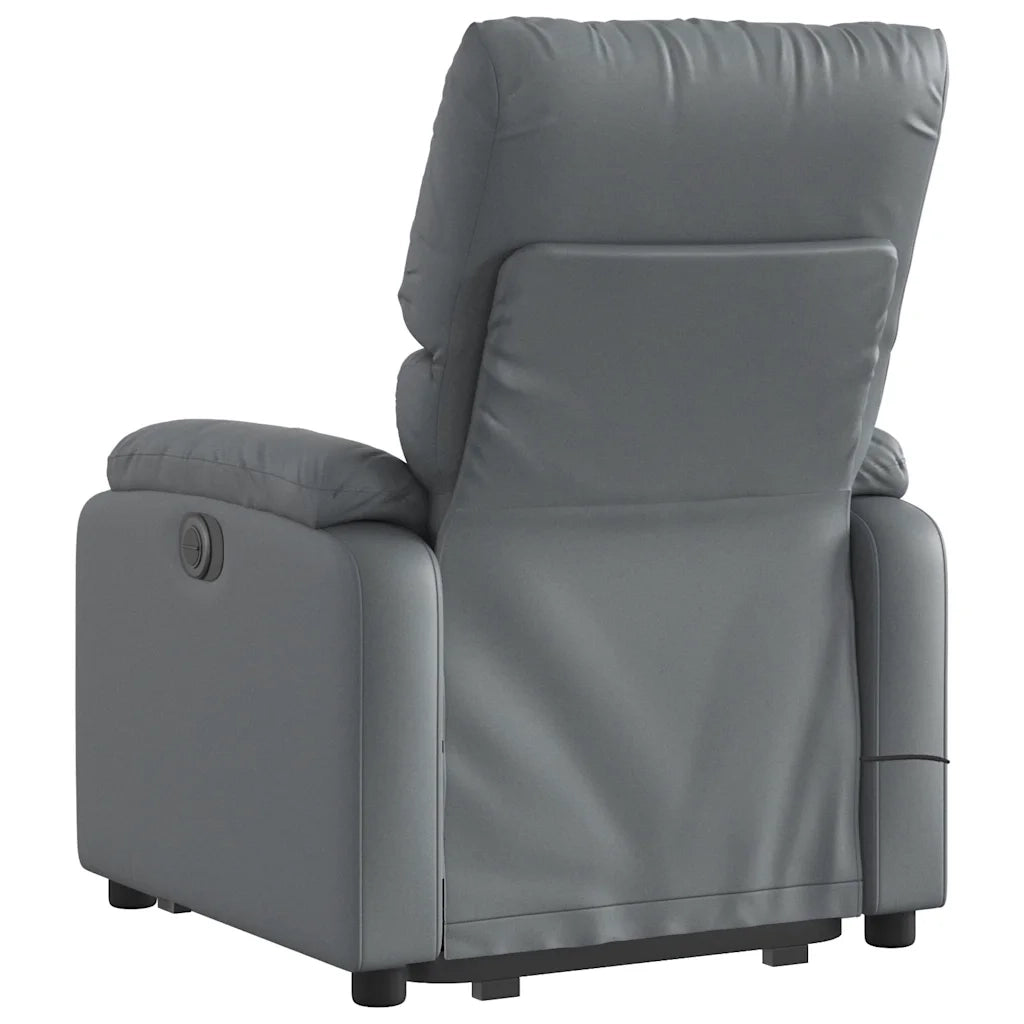 Poltrona | Sedia Relax Alzapersona Reclinabile Massaggio Grigio Similpelle