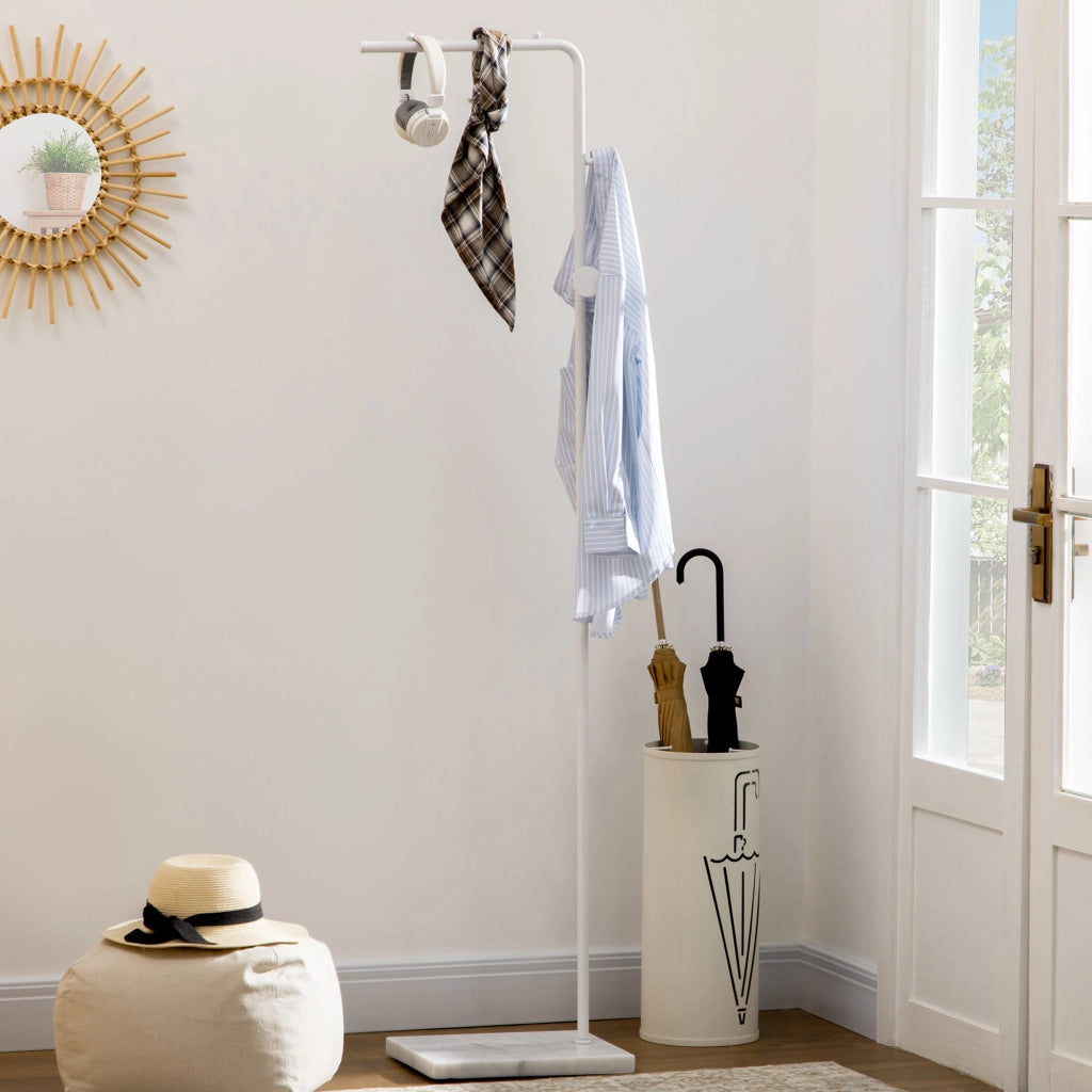 Appendiabiti a muro con base marmo e ganci metallo ¨C zephmum ¨C 35x25x170 cm bianco