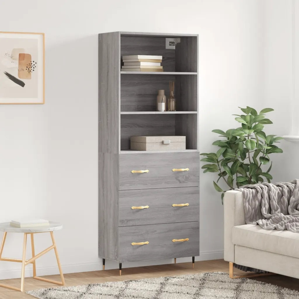 Credenza | Madia | Buffet da pranzo | Armadio da pranzo Grigio Sonoma 69,5x34x180 cm in Legno Multistrato