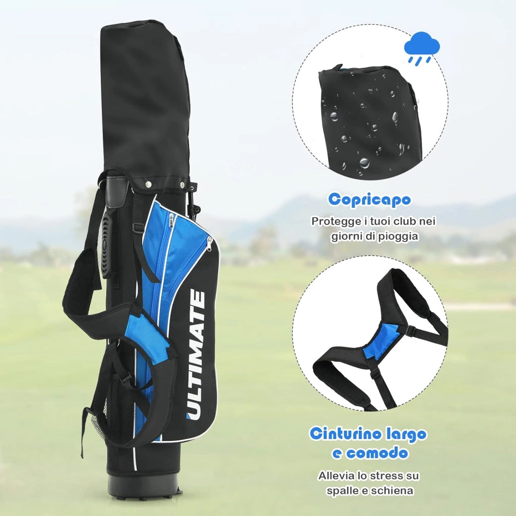Set di Mazze da Golf per Bambini 8-10 Anni, con Legno da Fairway 3, Ferri 7 e 9, Putter, Coprimazze, Sacca da Golf, Perfetto per Bambini e Bambine