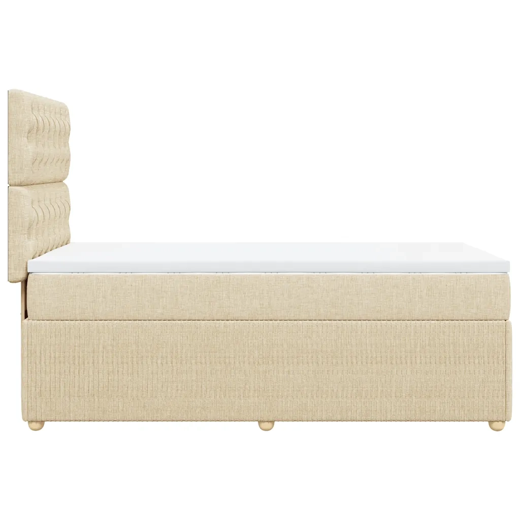 vidaXL Giroletto a Molle con Materasso Crema 100x200 cm in Tessuto